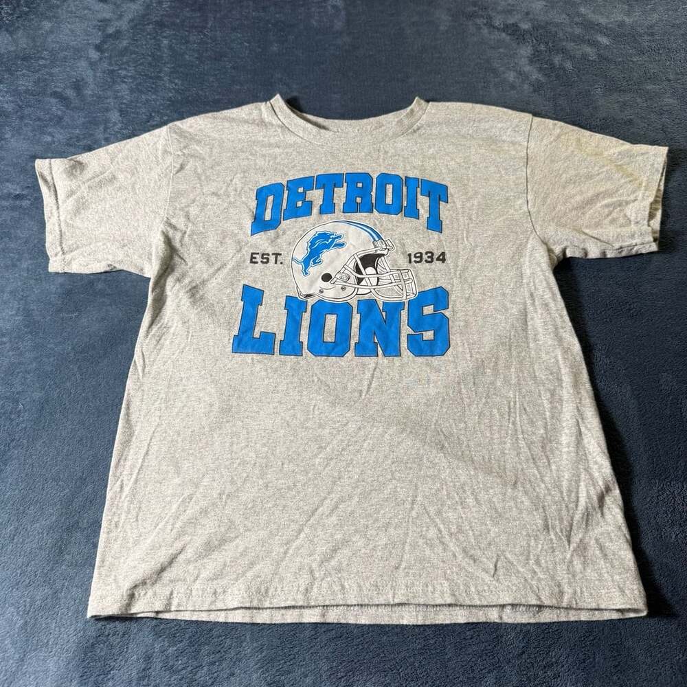 NFL Team Apparel Detroit Lions Gray Est. 1934 Helmet T-Shirt